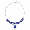Lapislazuli Halskette, ca. 45 cm, silberfarben ca. 96.00 ct