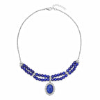 Lapislazuli Halskette, ca. 45 cm, silberfarben ca. 96.00 ct