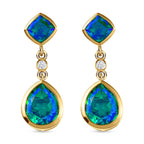 Pfau Triplett Quarz Ohrringe, 925 Silber vergoldet ca. 9,77 ct