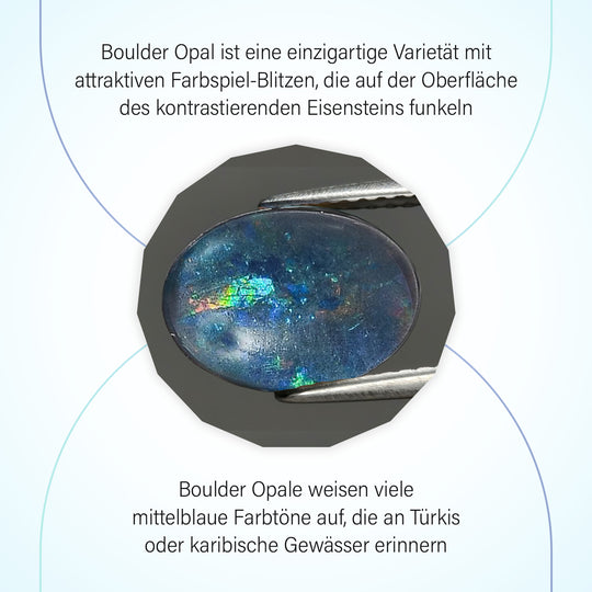 Boulder Opal Triplette und weißer Zirkon-Ring, 925 Silber rhodiniert ca. 2.05 ct