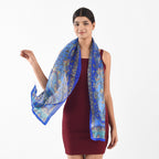 100% Seidenschal, bedruckt mit Paisleymuster, 50x160cm, Blau