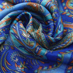 100% Seidenschal, bedruckt mit Paisleymuster, 50x160cm, Blau