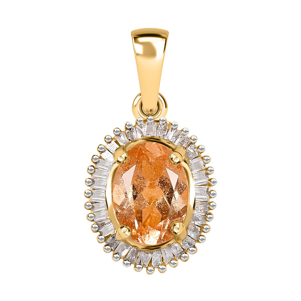 AA Ceylon kaiserlicher Granat und weißer Diamant-Anhänger, 925 Silber Gelbgold Vermeil ca. 1,66 ct