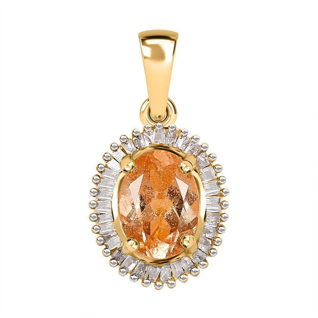 AA Ceylon kaiserlicher Granat und weißer Diamant-Anhänger, 925 Silber Gelbgold Vermeil ca. 1,66 ct