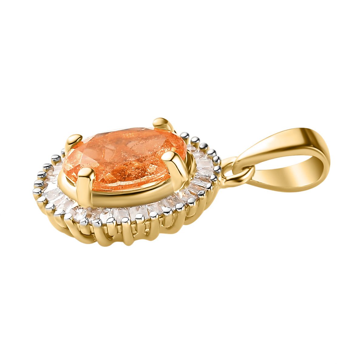 AA Ceylon kaiserlicher Granat und weißer Diamant-Anhänger, 925 Silber Gelbgold Vermeil ca. 1,66 ct