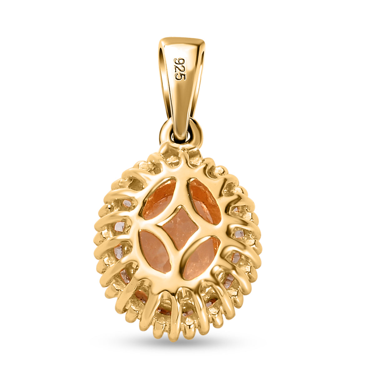 AA Ceylon kaiserlicher Granat und weißer Diamant-Anhänger, 925 Silber Gelbgold Vermeil ca. 1,66 ct