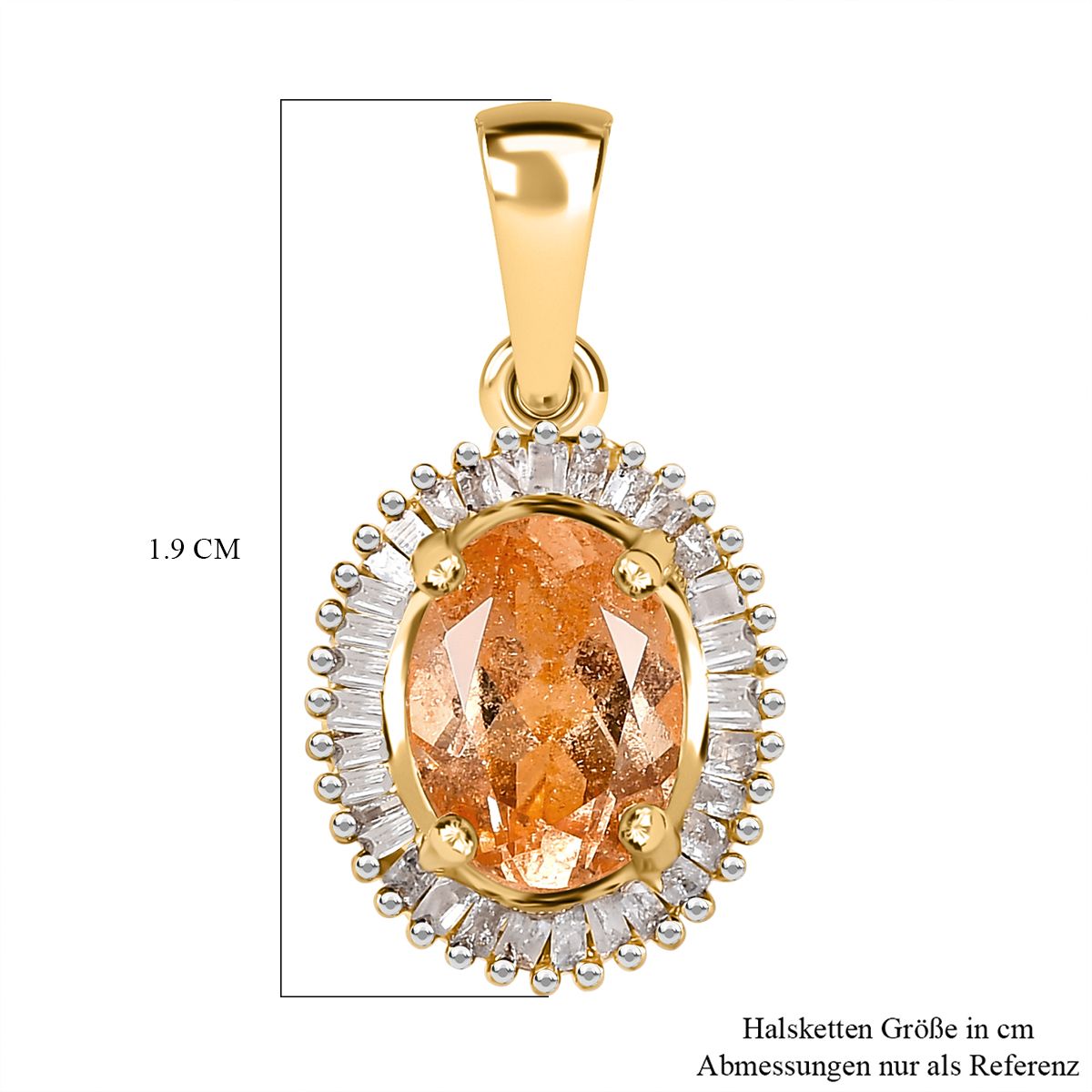 AA Ceylon kaiserlicher Granat und weißer Diamant-Anhänger, 925 Silber Gelbgold Vermeil ca. 1,66 ct