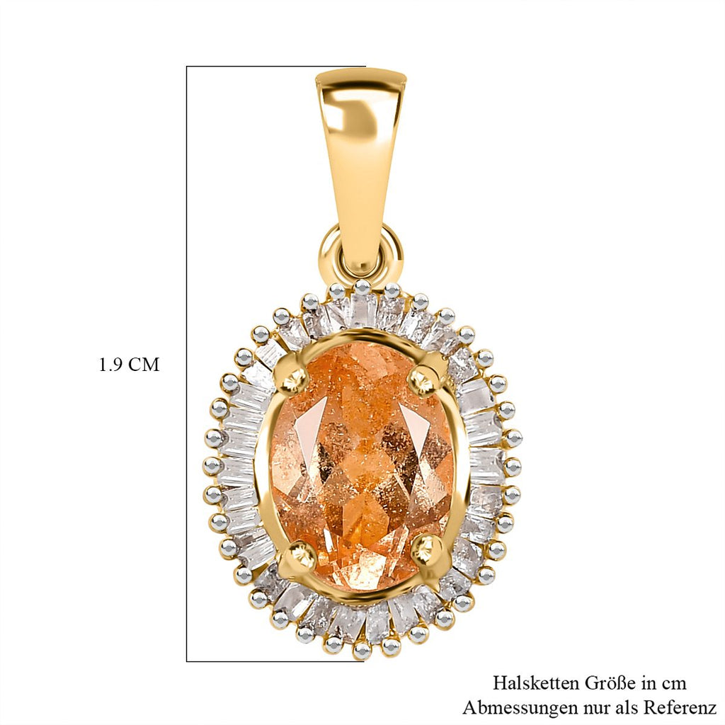 AA Ceylon kaiserlicher Granat und weißer Diamant-Anhänger, 925 Silber Gelbgold Vermeil ca. 1,66 ct