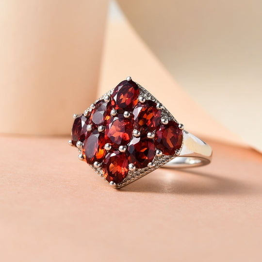 Natürlicher Mosambik Granat-Ring, 925 Silber platiniert ca. 3.44 ct