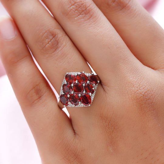 Natürlicher Mosambik Granat-Ring, 925 Silber platiniert ca. 3.44 ct