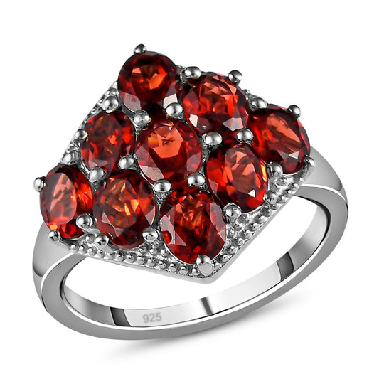 Natürlicher Mosambik Granat-Ring, 925 Silber platiniert ca. 3.44 ct