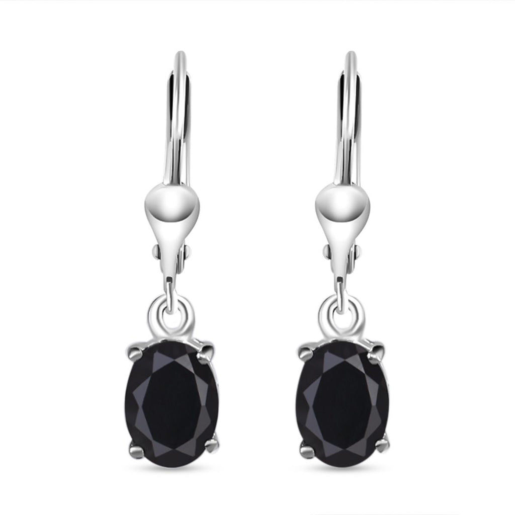 Schwarze Spinell Ohrringe, 925 Silber ca. 2.99 ct