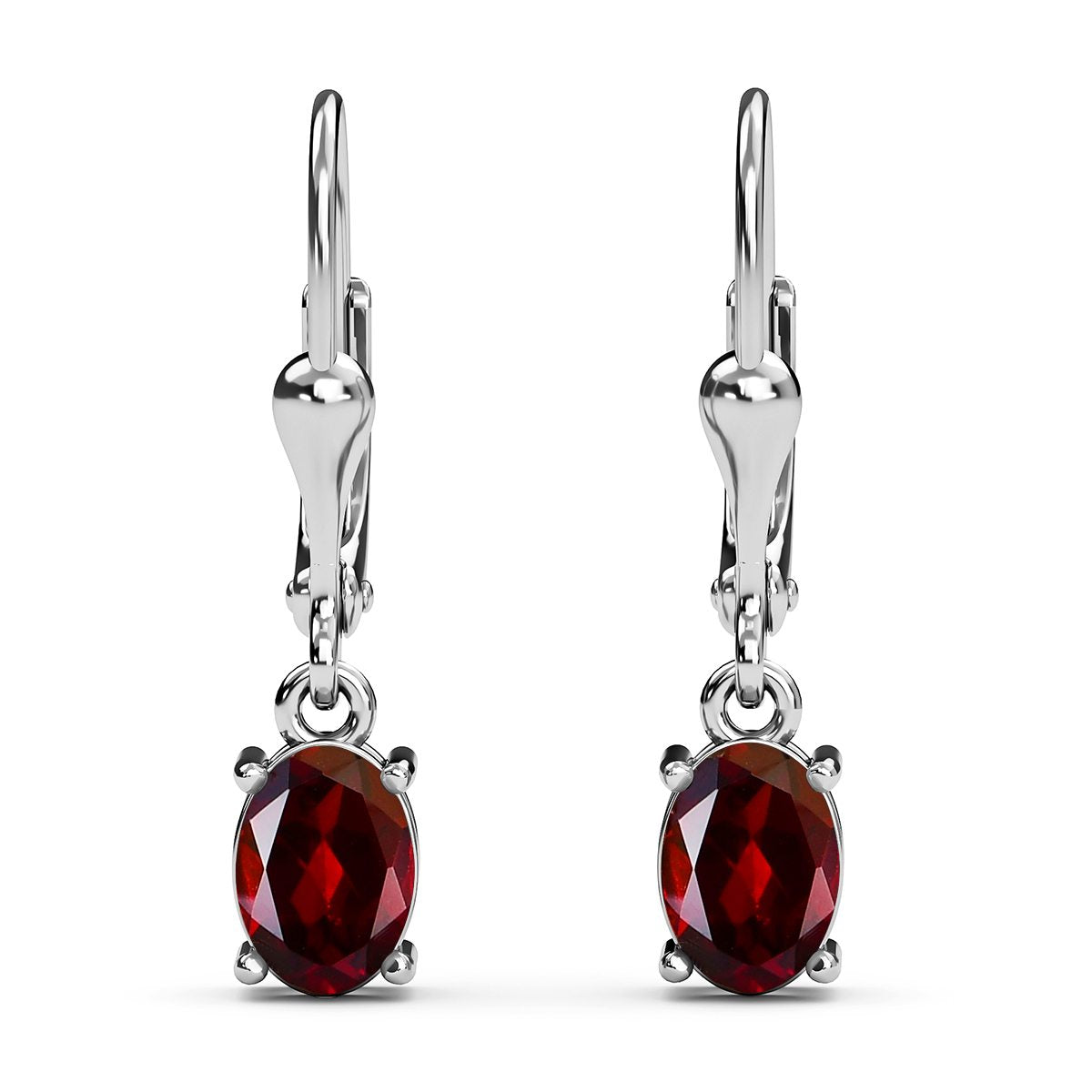 Rote Granat Ohrringe, 925 Silber ca. 2,97 ct