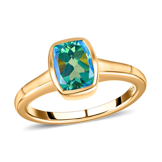 Pfau Triplett-Quarz Ring, 925 Silber vergoldet ca. 1,69 ct
