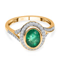 AAA Kagem sambischer Smaragd und weißer Diamant-Ring, 585 Gold (Größe 17.00) ca. 1,38 ct