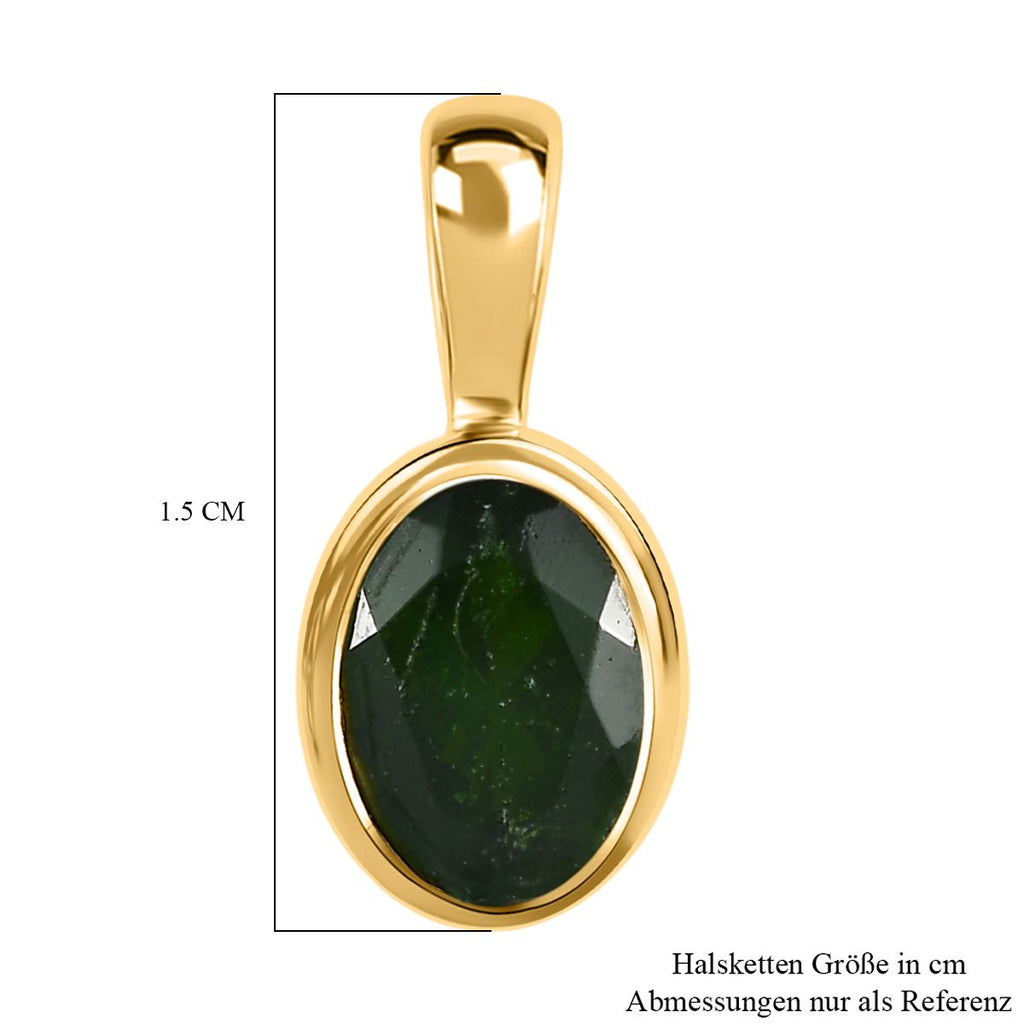 Natürlicher Chromdiopsid-Anhänger, 925 Silber vergoldet ca. 0.75 ct
