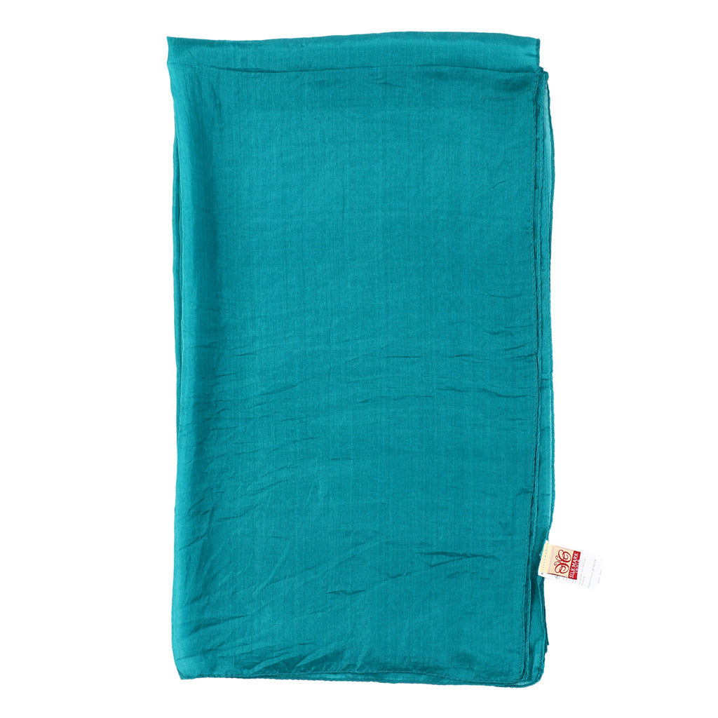 100 % natürlicher Satin Seiden Schal, 48x160 cm, Türkis