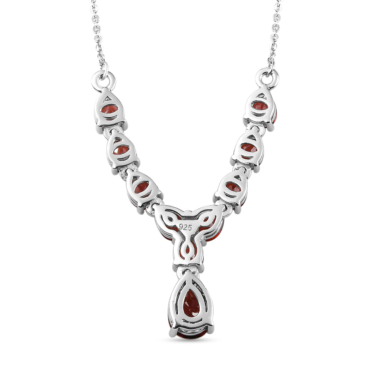 Natürliche Mosambik Granat-Halskette, ca. 45 cm, 925 Silber platiniert ca. 4.75 ct