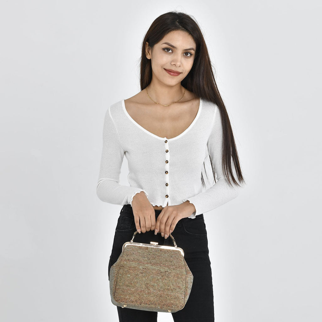 Umweltfreundlicher Korkrucksack mit Schultergurt, 23x12x23cm, hellbraun