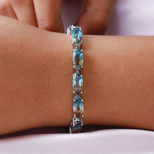 Aqua Terra Costa Quarz Armband, ca. 20 cm, 925 Silber platiniert ca. 39.09 ct