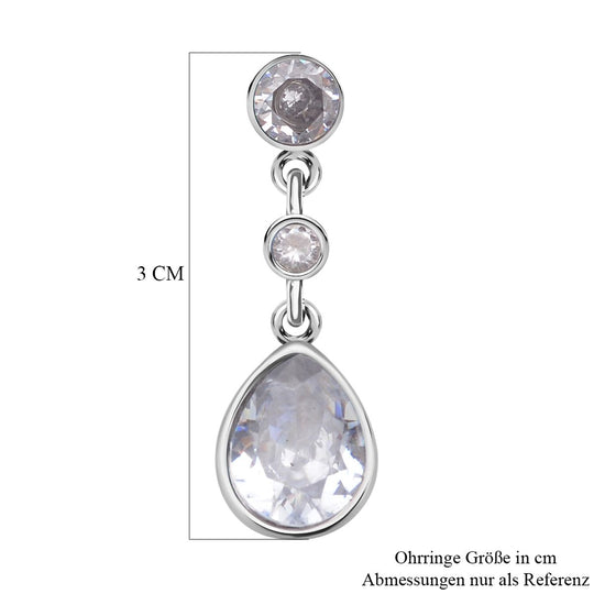 Weiße Zirkonia Ohrringe, Edelstahl ca. 12.40 ct