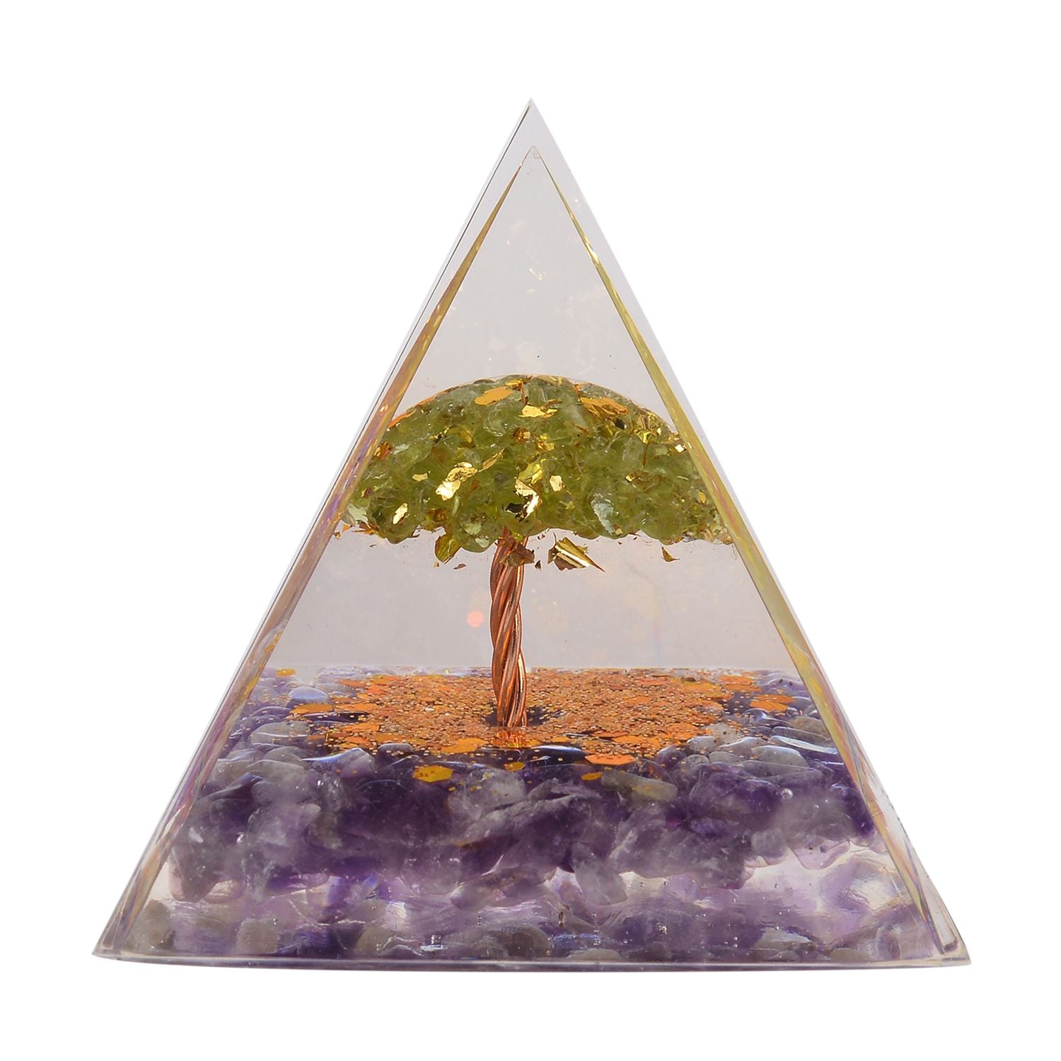 Feng Shui Edelstein Pyramide, Baum des Lebens mit Amethyst und Peridot