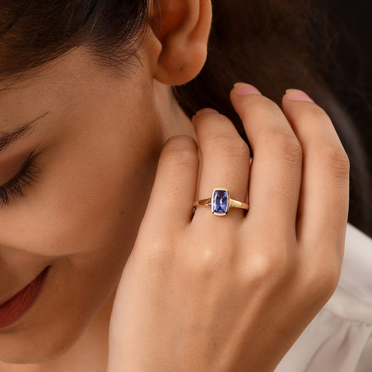 Premium Tansanit Ring, 585 Gold ca. 1,23 ct