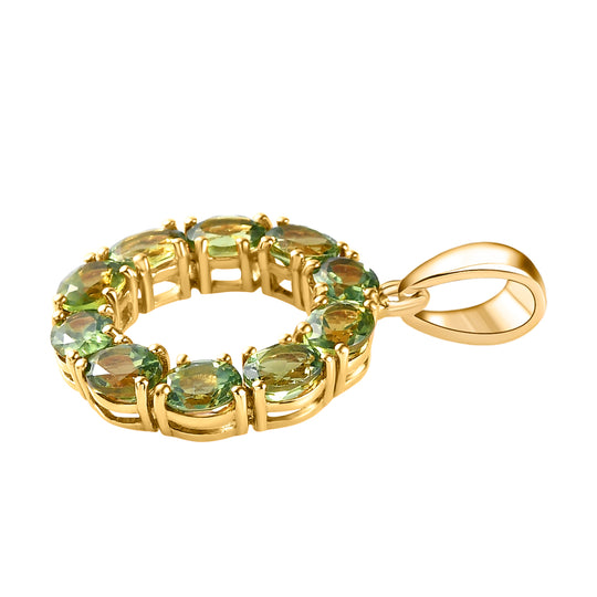 Natürlicher, grüner Apatit-Anhänger, 925 Silber vergoldet ca. 3.93 ct