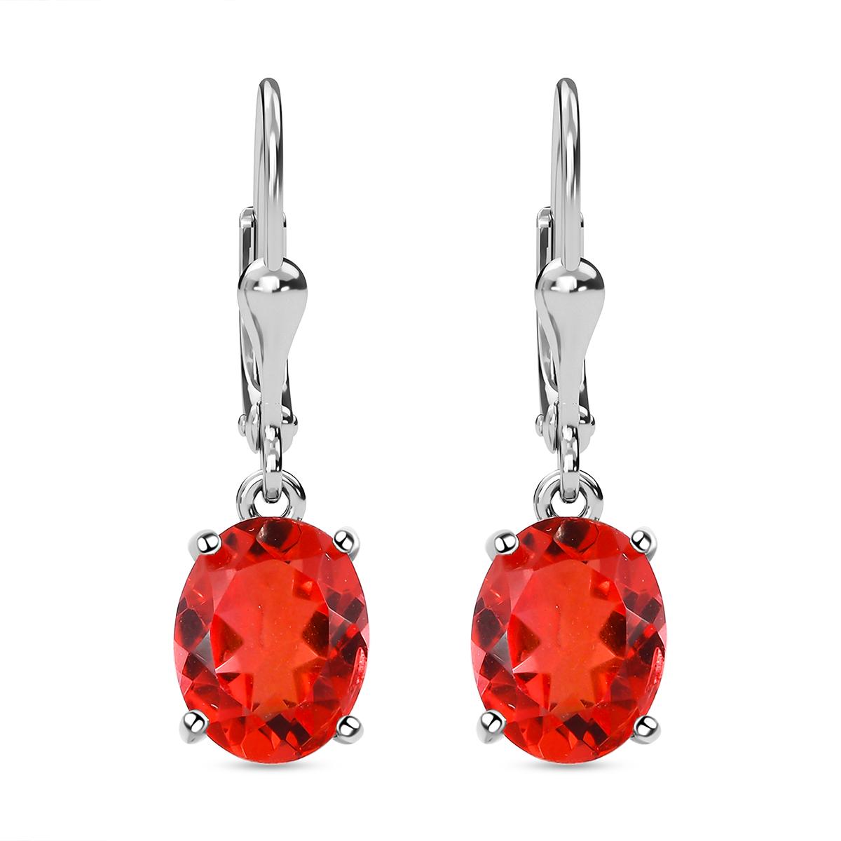 Padparadscha Triplette Quarz-Ohrringe, 925 Silber platiniert ca. 3.93 ct