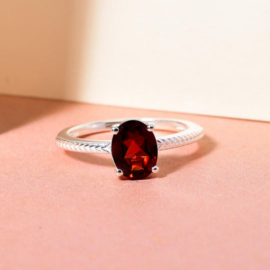 Roter Granat-Ring, 925 Silber ca. 1,48 ct