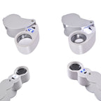 2er Set Schmucklupen mit LED- und UV Licht, 40x und 30x Linse, 6.5x3.3x2.7cm, Silber