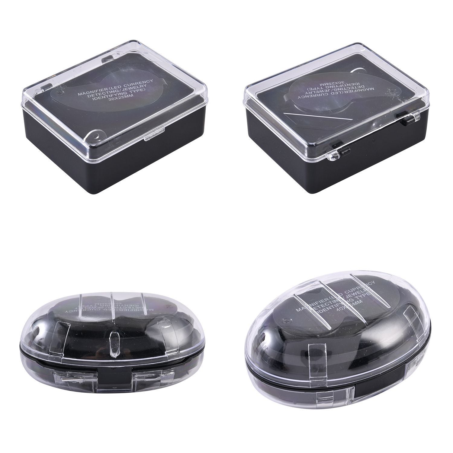 2er Set Juwelier Lupe mit LED- und UV Licht, 40x und 30x Linse, 6.5x3x3cm, schwarz