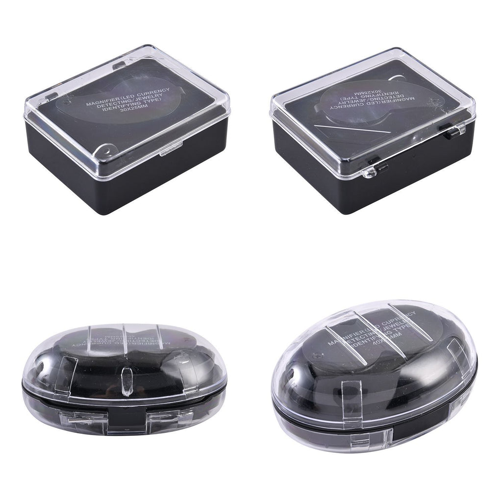 2er Set Juwelier Lupe mit LED- und UV Licht, 40x und 30x Linse, 6.5x3x3cm, schwarz