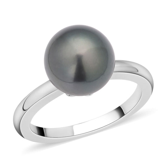 Tahiti Perle (10-11 mm) Ring 925 Silber rhodiniert (Größe 19.00)