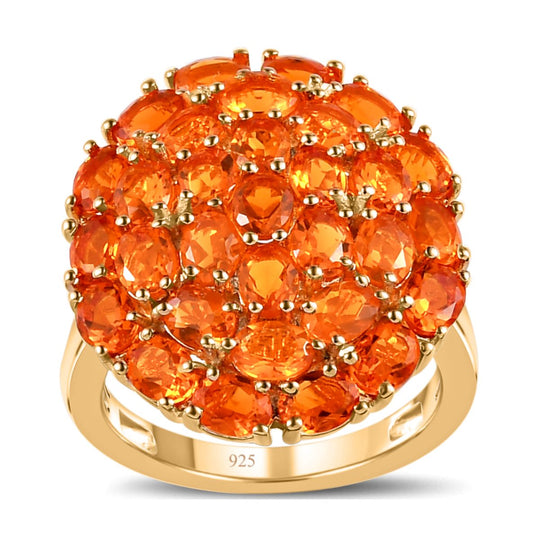 Salamanca Feueropal Ring, 925 Silber Gelbgold Vermeil , ca. 3.75 ct