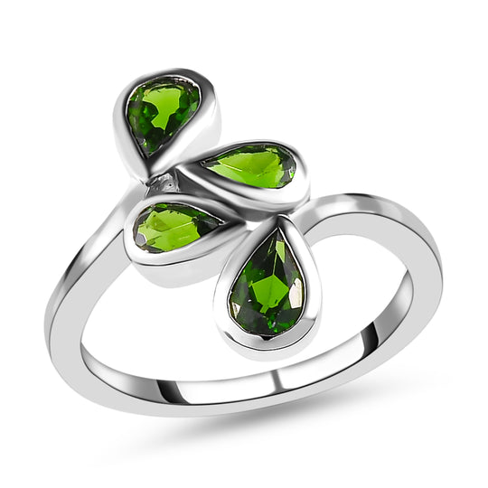 Natürlicher Chromdiopsid-Ring, 925 Silber platiniert ca. 1.39 ct