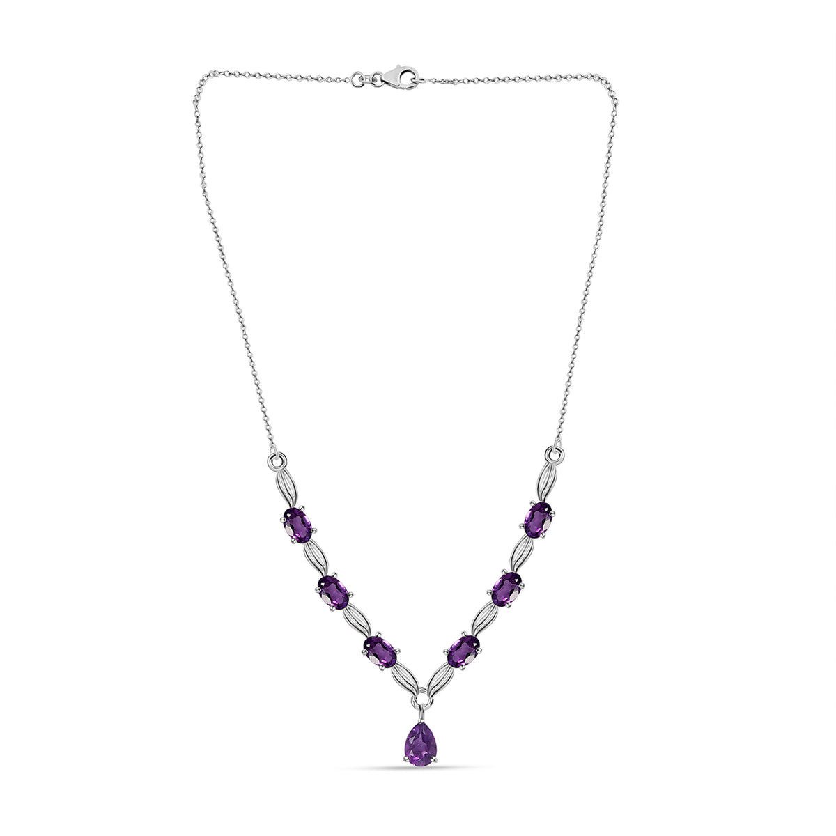 Afrikanische Amethyst Halskette, ca. 45 cm, 925 Silber ca. 3.00 ct