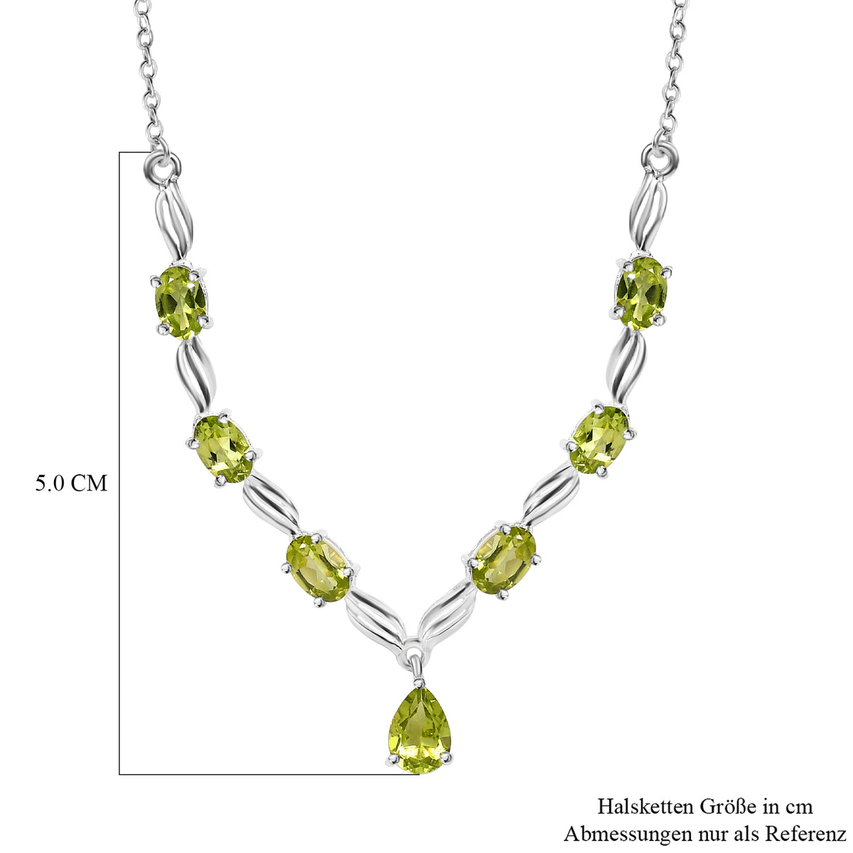 Natürliche Peridot Halskette, ca. 45 cm, 925 Silber ca. 4,06 ct