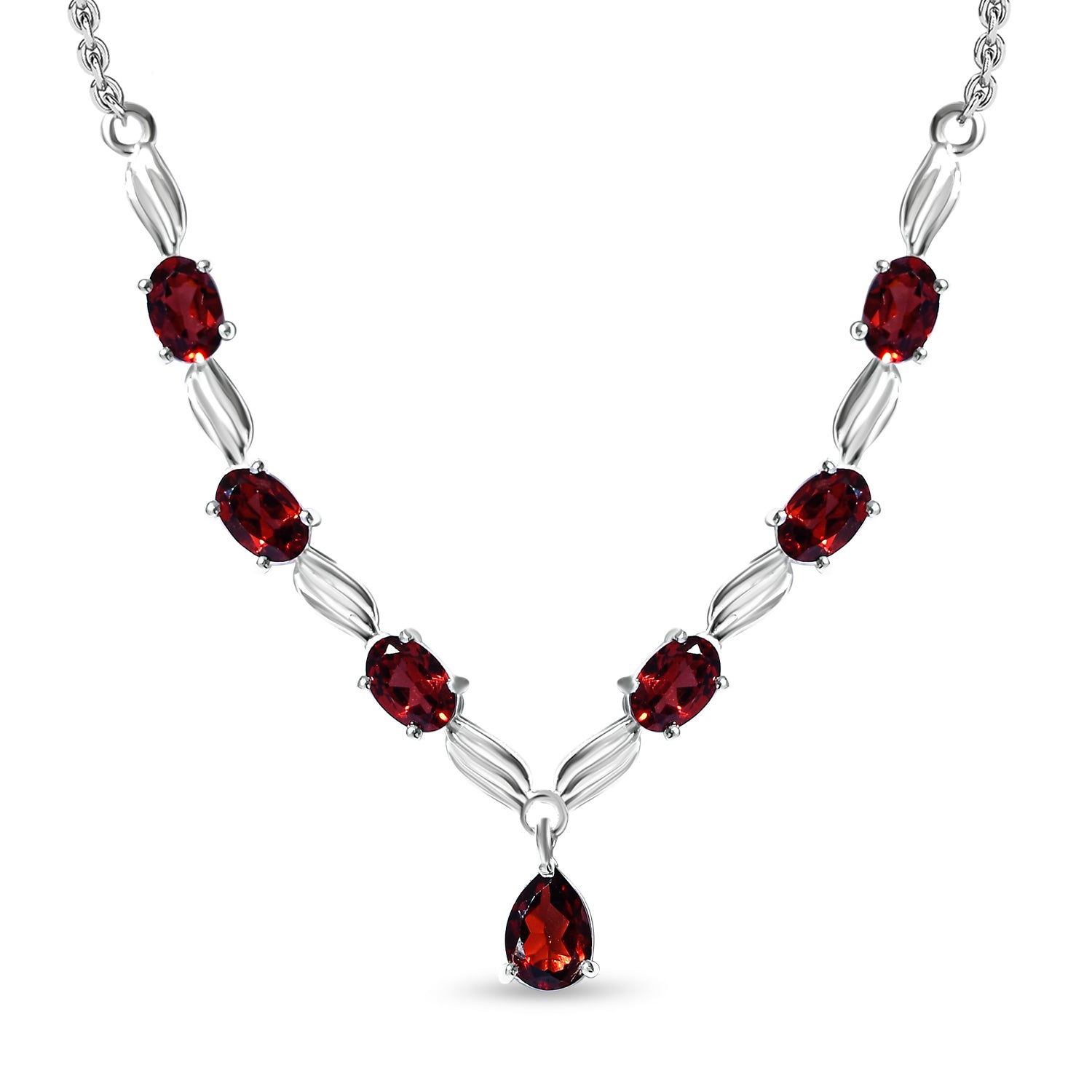 Rote Granat Halskette, ca. 45 cm, 925 Silber ca. 4,06 ct