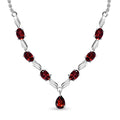 Rote Granat Halskette, ca. 45 cm, 925 Silber ca. 4,06 ct