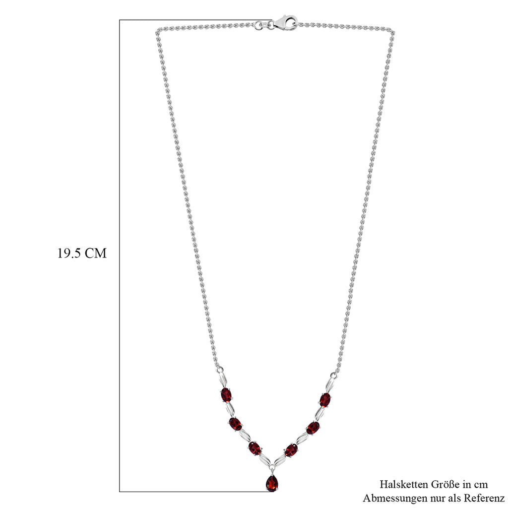 Rote Granat Halskette, ca. 45 cm, 925 Silber ca. 4,06 ct