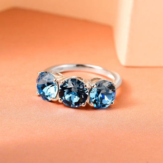 Aquamarin-Kristall Ring, 925 Silber