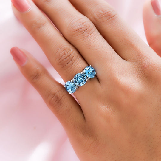 Aquamarin-Kristall Ring, 925 Silber