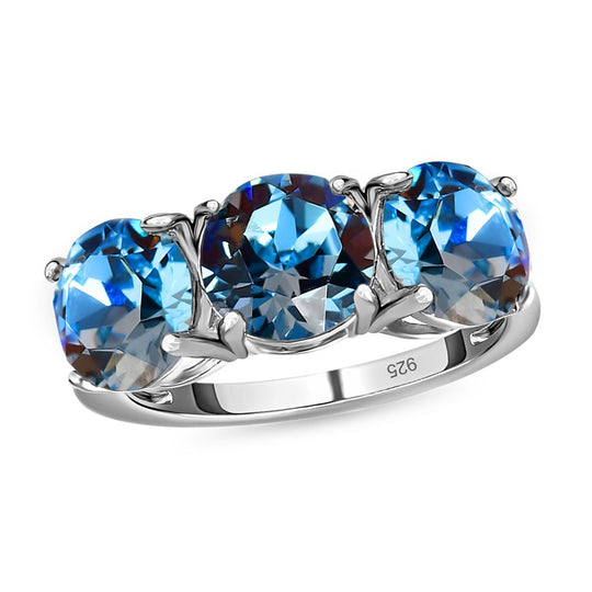 Aquamarin-Kristall Ring, 925 Silber