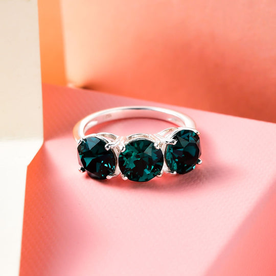 Smaragd-Kristall Ring, 925 Silber