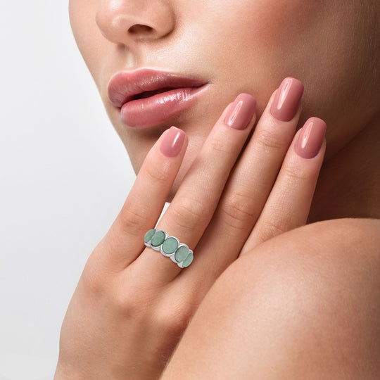 Grüner Aventurin-Ring, reiner Edelstahl ca. 5.00 ct