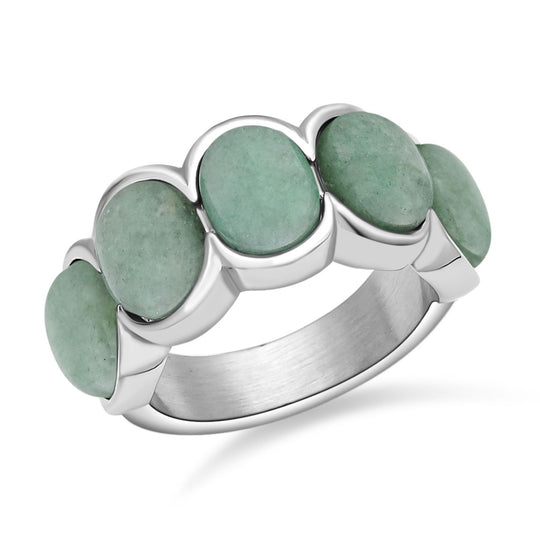 Grüner Aventurin-Ring, reiner Edelstahl ca. 5.00 ct