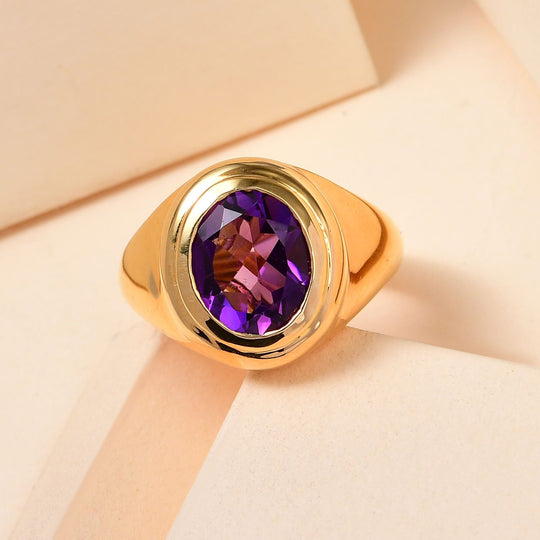 Afrikanischer Amethyst Ring, reines Messing vergoldet ca. 3,08 ct