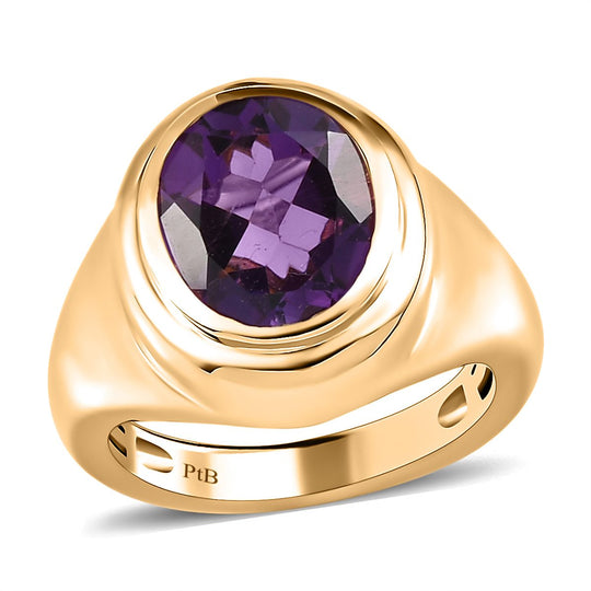 Afrikanischer Amethyst Ring, reines Messing vergoldet ca. 3,08 ct