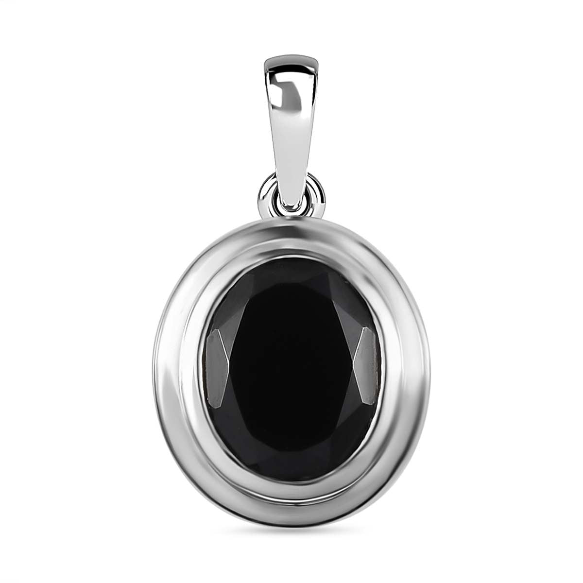 Schwarzer Spinell Anhänger, Messing platiniert ca. 3.57 ct